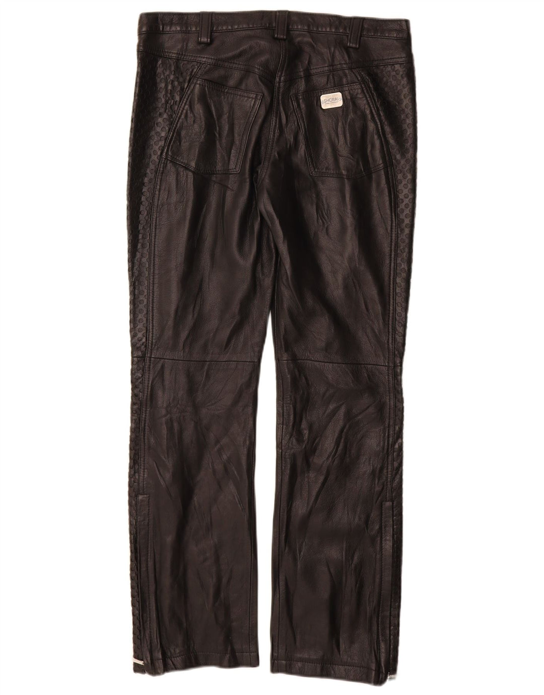 Vintage lige læderbukser til kvinder IT 42 Medium W28 L29 sort læder