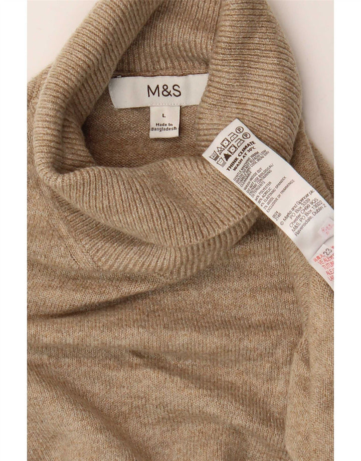 Marks & Spencer Herre Rullehalstrøje Sweater Large Brown Flecked Polyester