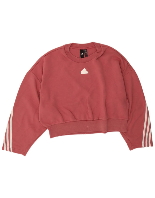 Adidas Womens Crop Oversized Sweatshirt Jumper UK 16/18 Large Pink Bomuld