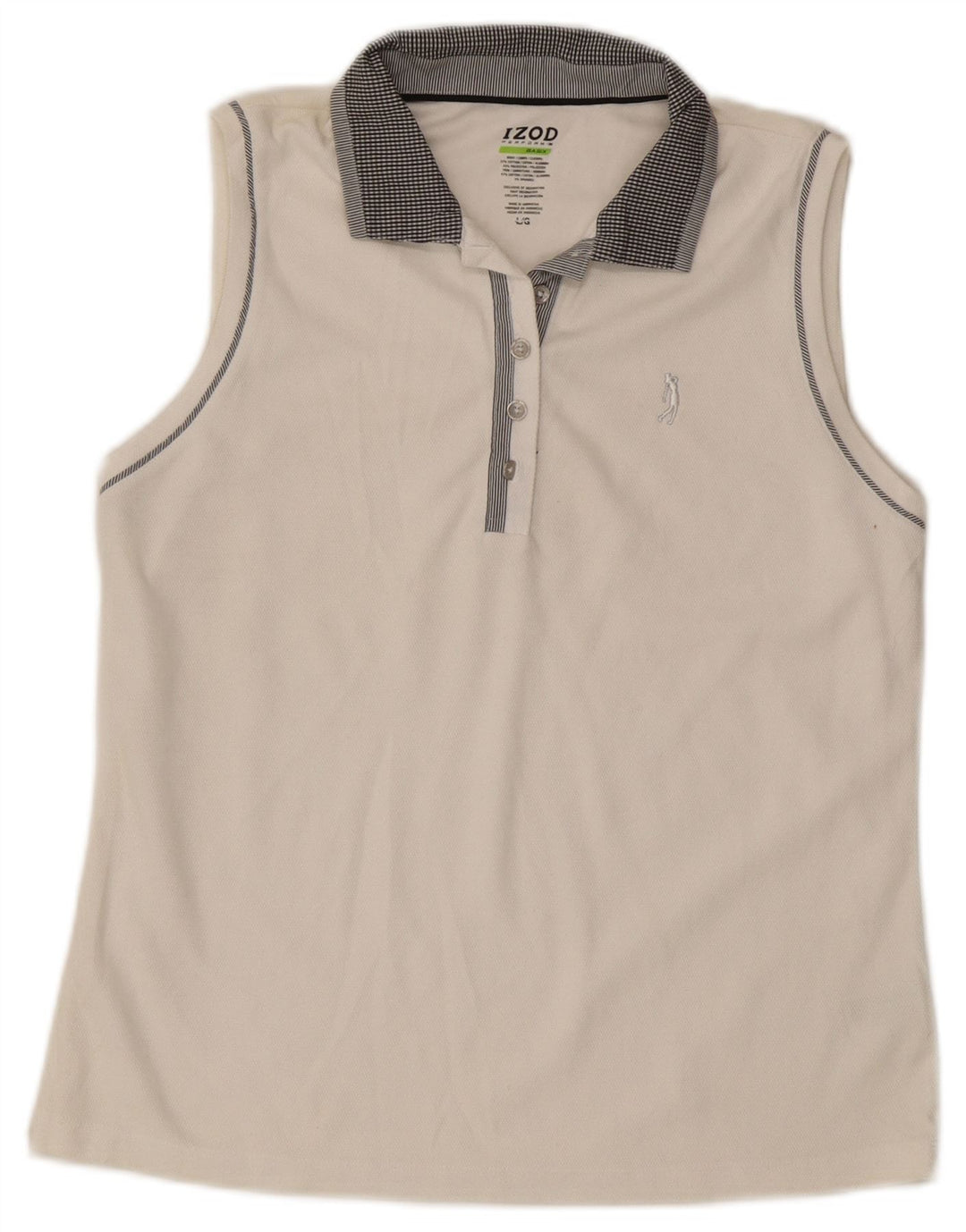 IZOD ærmeløs poloshirt til kvinder UK 14 Stor hvid bomuld