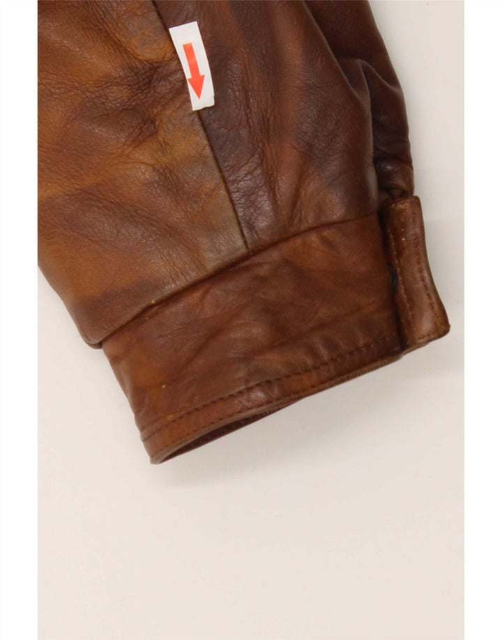 Vintage Herre Military Læderjakke UK 44 2XL Brun Læder