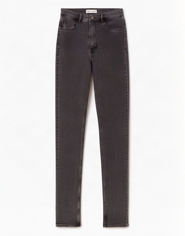 Zara Dame Højtalje Skinny Jeans EU 38 Small W28 L28 Grå Bomuld