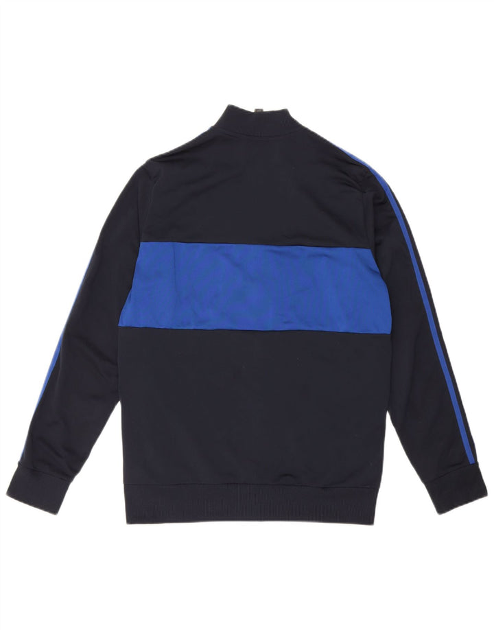 ADIDAS Boys Tracksuit Top Jacket 15-16 Years Navy Blue Colourblock