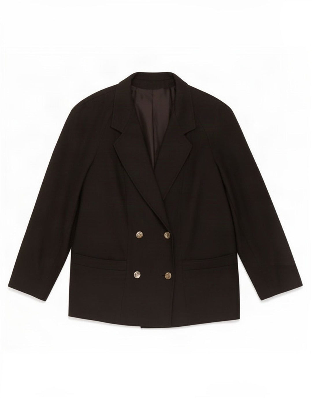 Vintage Dame Dobbeltradet Blazer Jacket IT 45 Medium Sort Uld