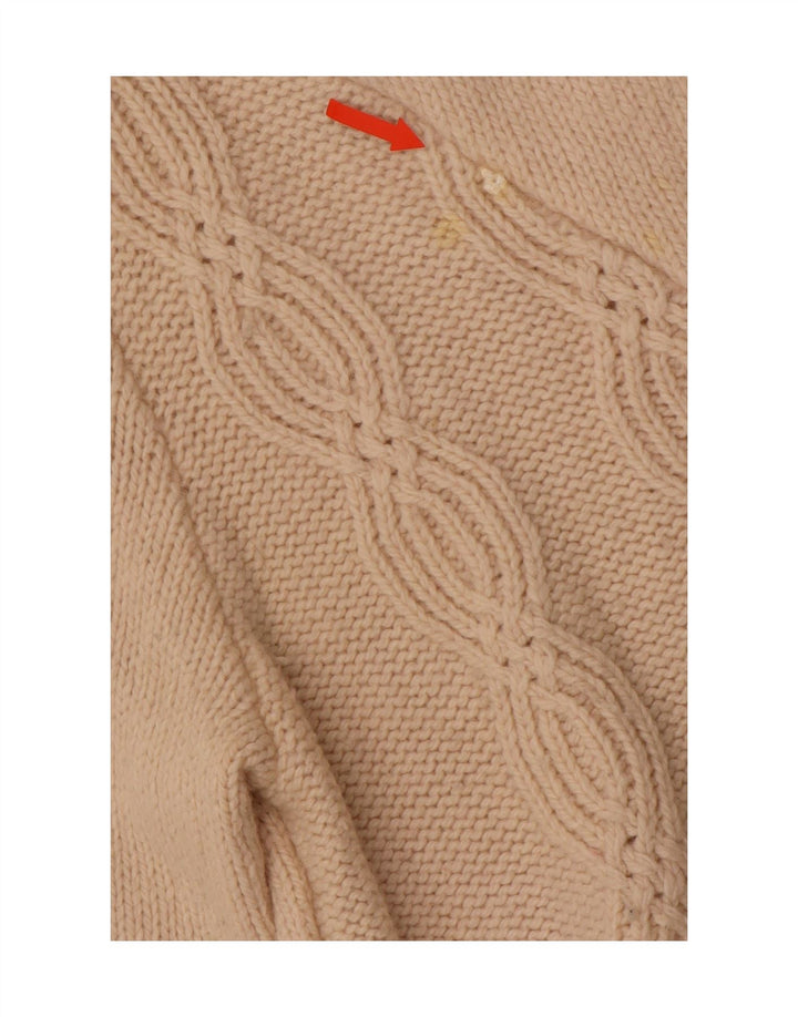 CREW CLOTHING Dame Cardigan Sweater UK 16 Stor Beige Uld