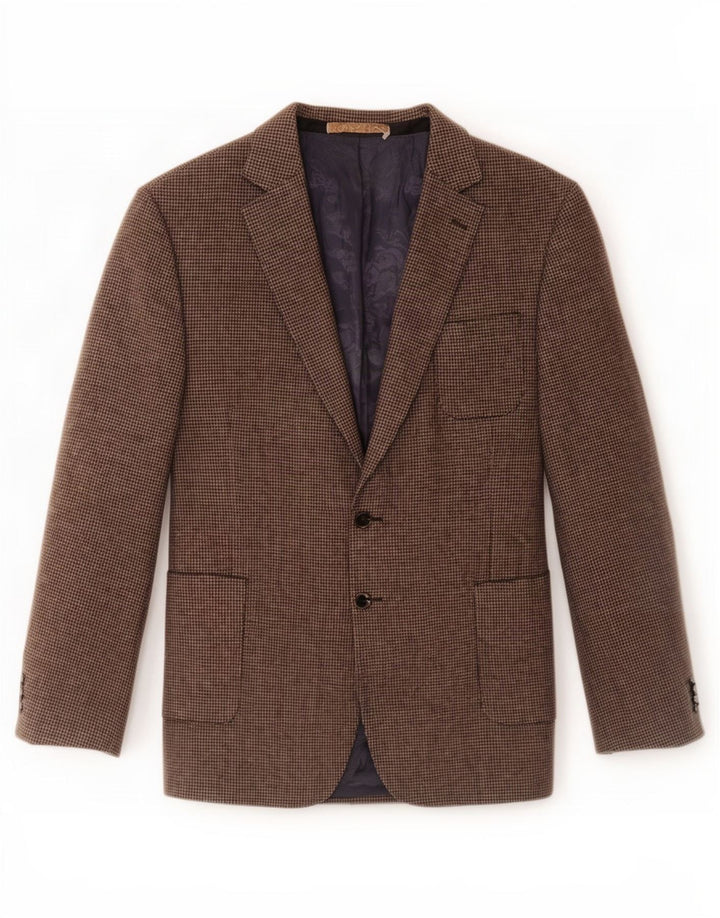 Marks & Spencer Herre Longline Blazer Jacket UK 44 XL Brown Houndstooth