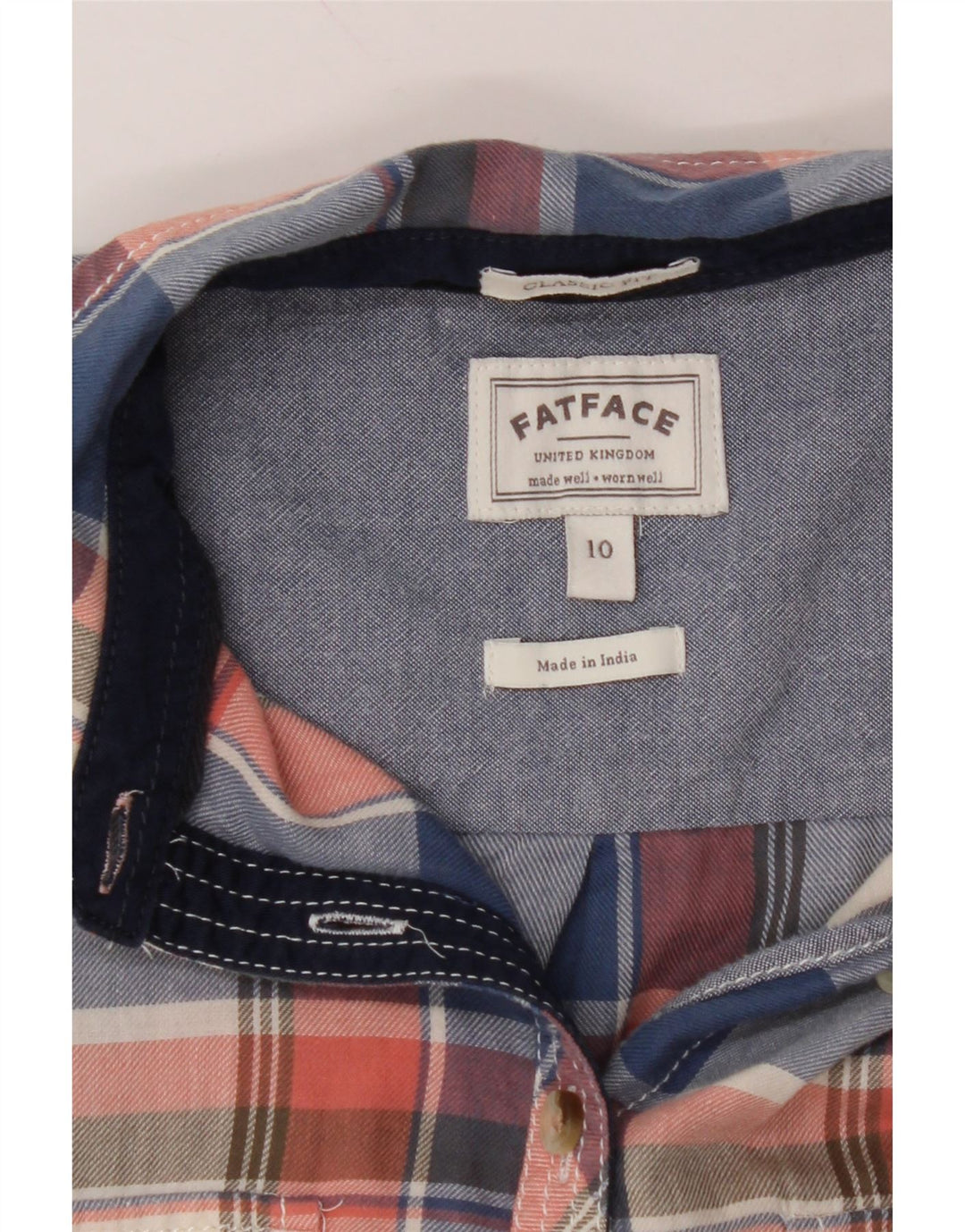 FAT FACE Womens Classic Fit Shirt UK 10 Small Multicoloured Check