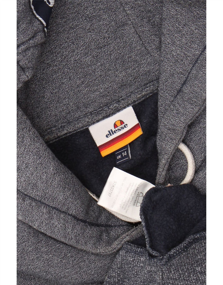 ELLESSE Grafisk hættetrøje til kvinder UK 14 Large Navy Blue Colourblock