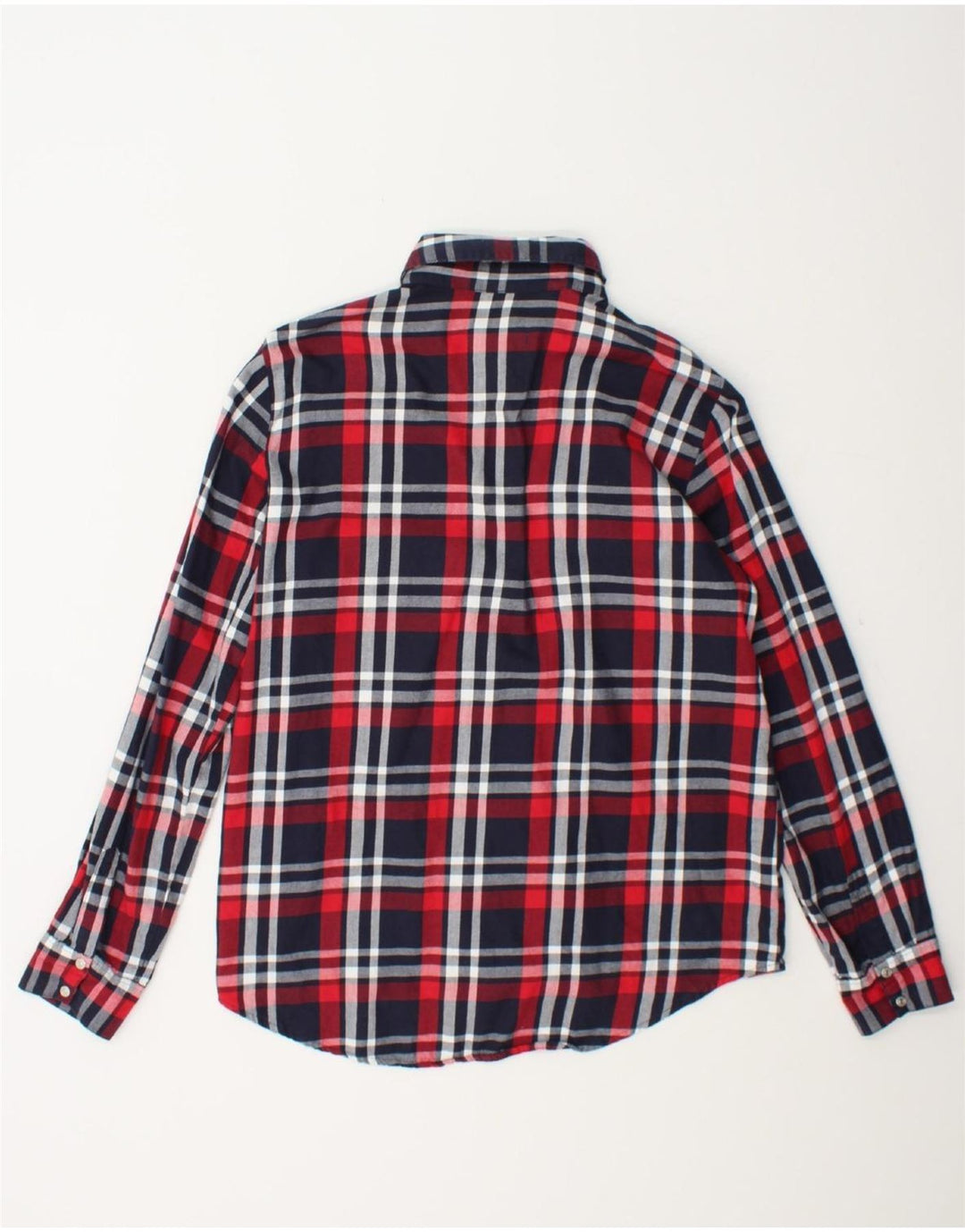 ZARA Womens Shirt UK 12 Medium Navy Blue Check Cotton Vintage Zara and Second-Hand Zara from Messina Hembry 