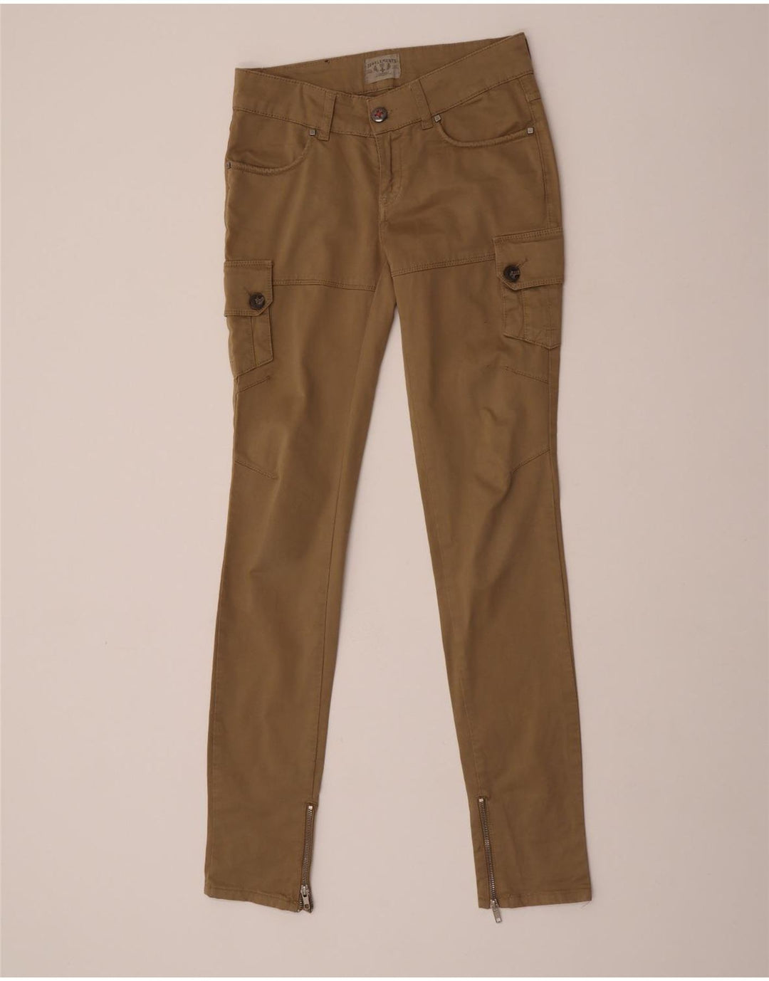 Zu Elements Dame Skinny Cargo Bukser W25 L34 Khaki Bomuld
