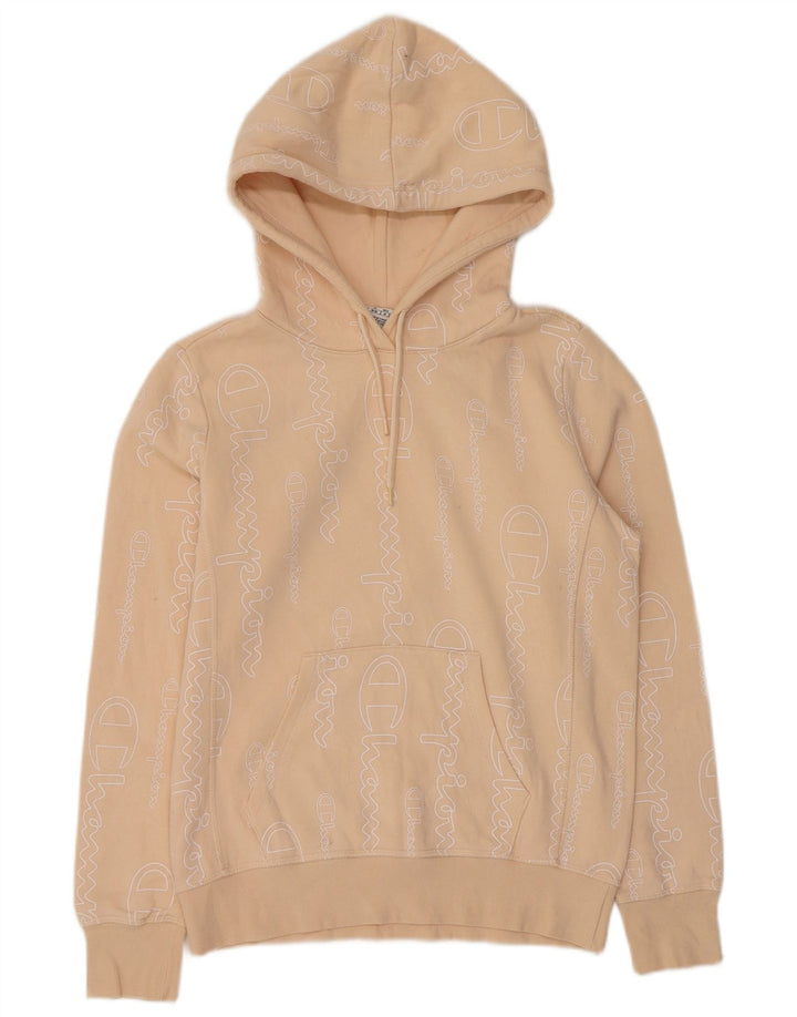 Champion Dame Grafisk Hoodie Jumper UK 12 Medium Beige