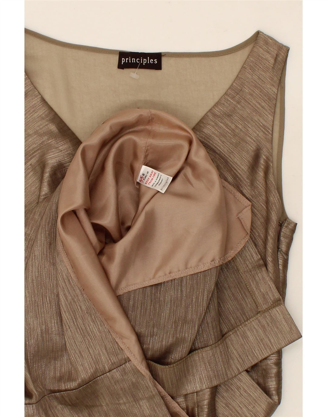PRINCIPLES Womens Sleeveless Sheath Dress UK 8 Small Brown Linen Vintage Principles and Second-Hand Principles from Messina Hembry 