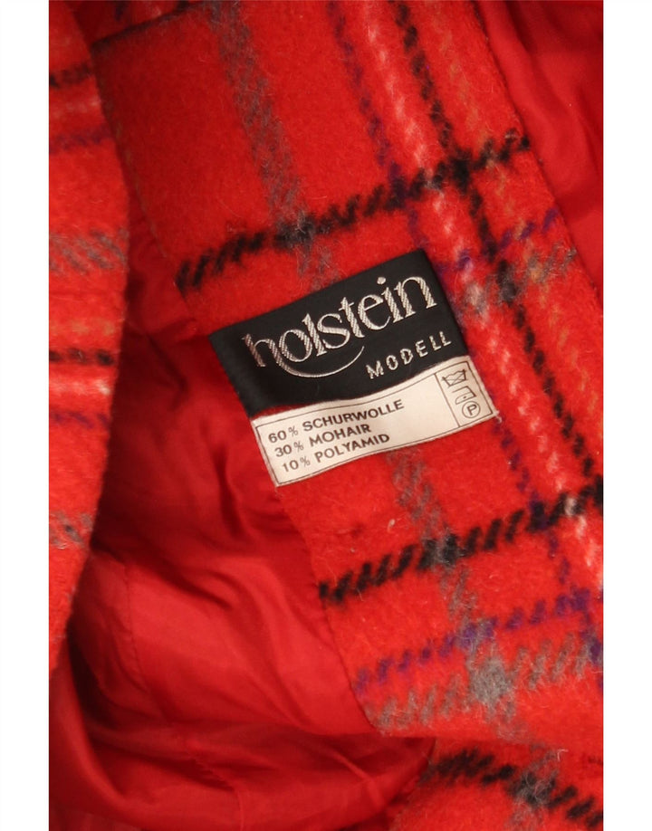 VINTAGE Girls Double Breasted Coat 12-13 Years Red Plaid Wool