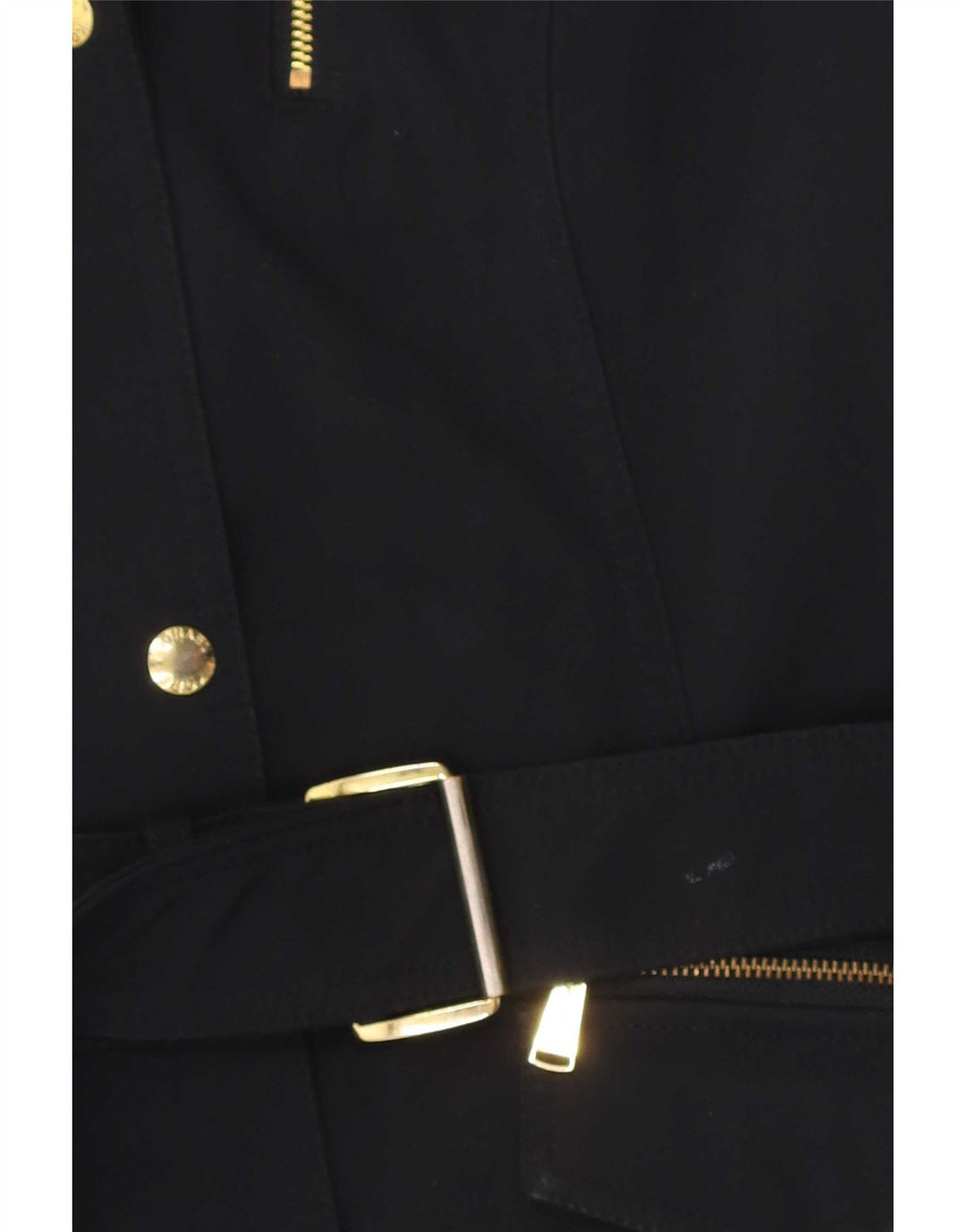 Michael Kors Dame Hooded Trench Coat UK 14 Medium Navy Blue Polyester