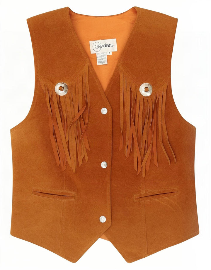 Cedars vestlig ruskind vest for kvinder UK 10 Lille beige læder