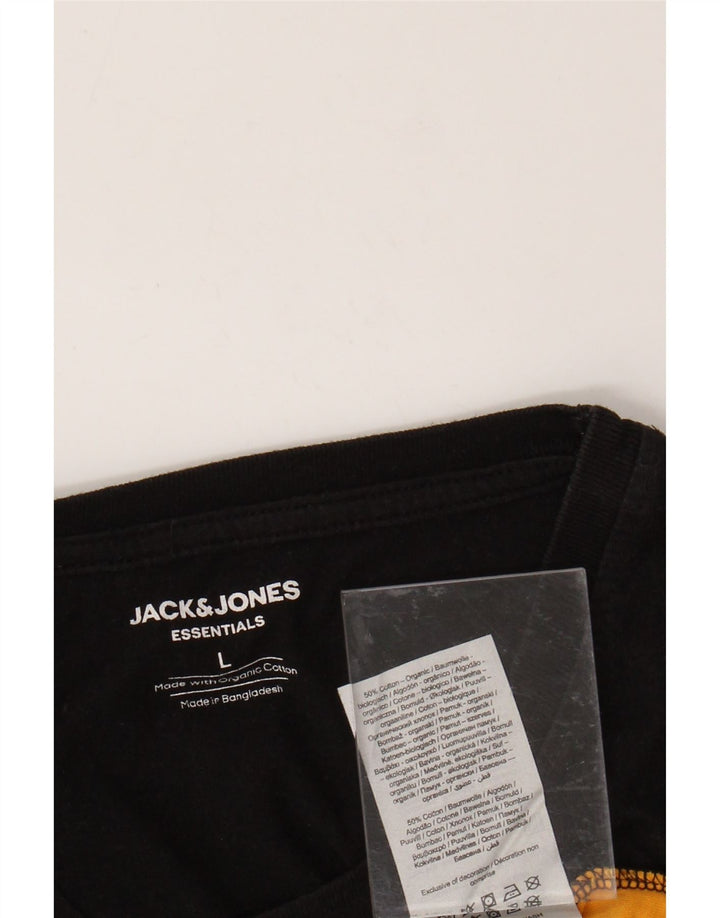 JACK & JONES Herre grafisk T-shirt Top Stor Gul Colourblock Bomuld