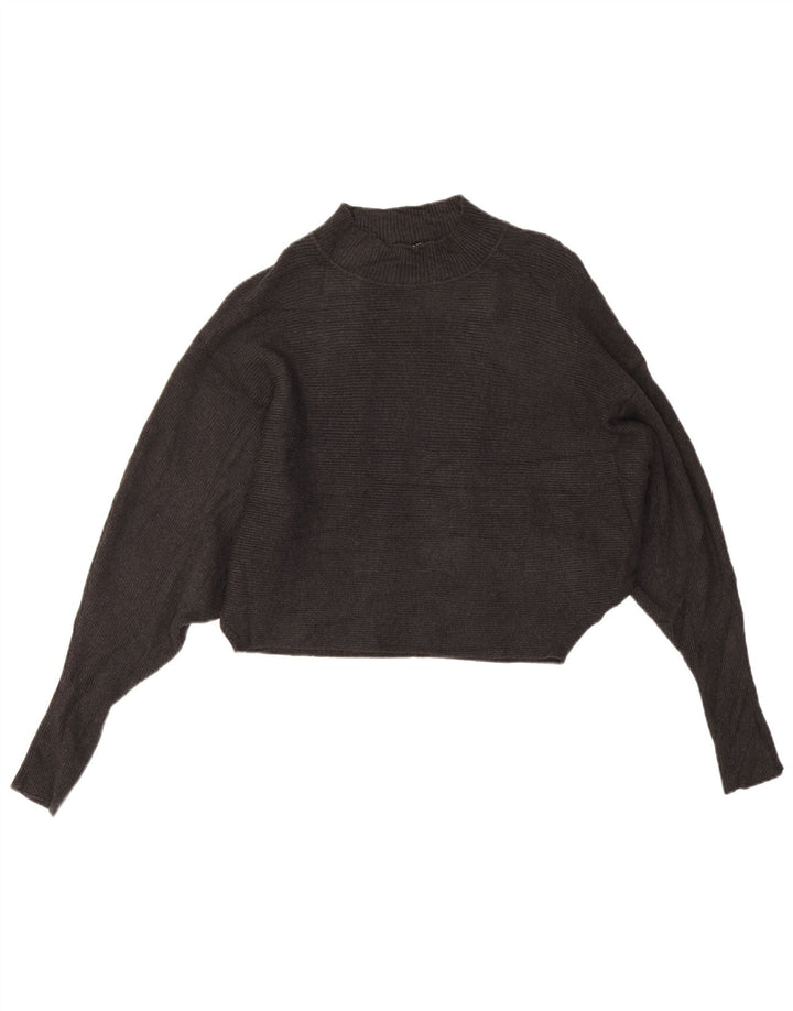 Zara Womens Batwing Crop Turtle Neck Jumper Sweater UK 16 Large Grey