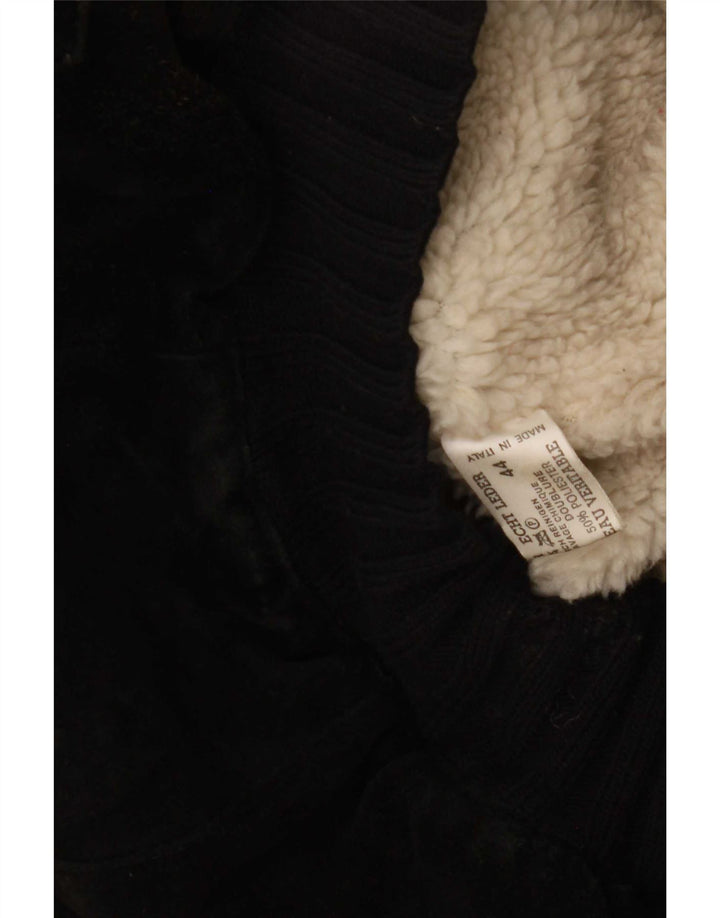 Vintage Herre Sherpa Læderjakke IT 44 XS Sort Retro