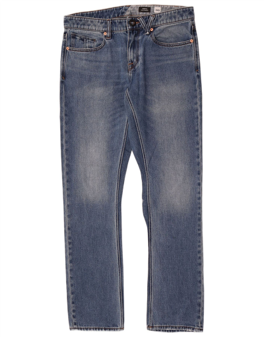 Volcom Herre Vorta Slim Fit Straight Jeans W30 L32 Blå Bomuld