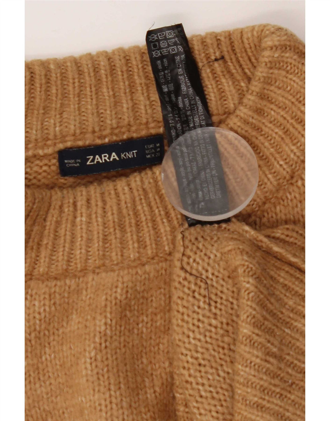 Zara Dame Oversized Crew Neck Jumper Sweater UK 14 Medium Brun Akryl
