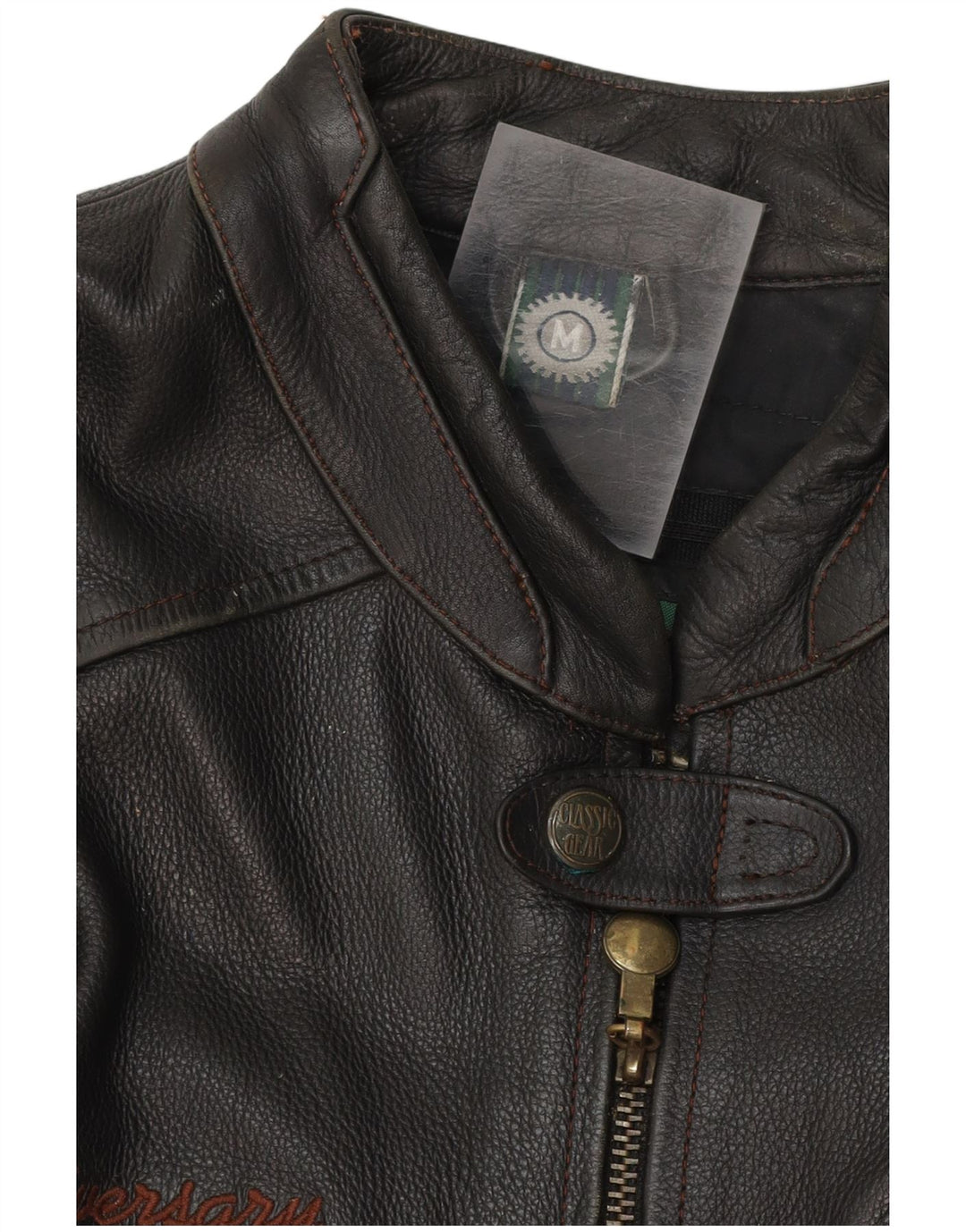 Classic Gear Herre Læder Racer Jakke UK 38 Medium Sort Læder