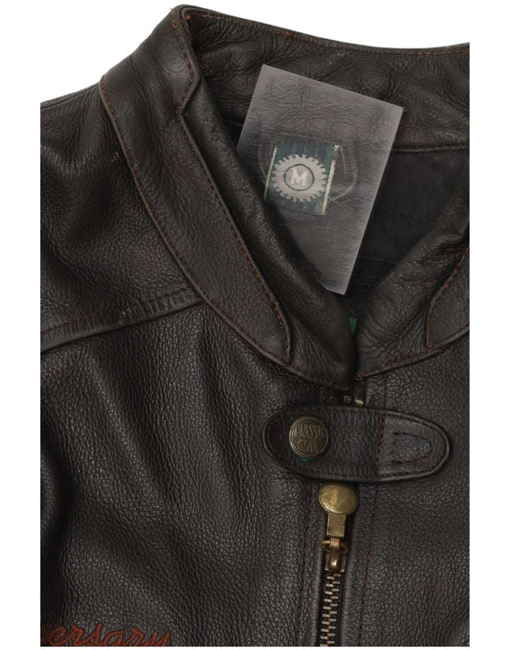 Classic Gear Herre Læder Racer Jakke UK 38 Medium Sort Læder