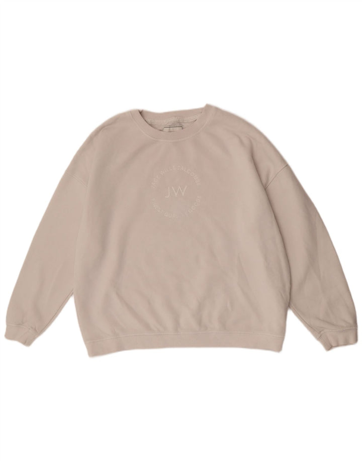 Jack Wills Dame Grafisk Oversized Sweatshirt Jumper UK 16 Large White