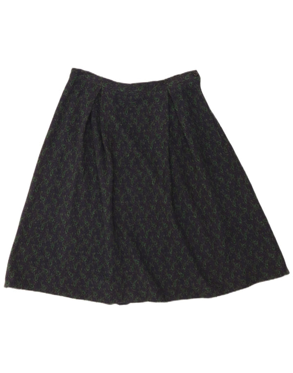 Vintage A-line nederdel til kvinder W28 Medium Navy Blue Paisley