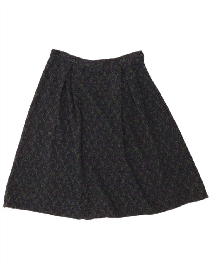 Vintage A-line nederdel til kvinder W28 Medium Navy Blue Paisley