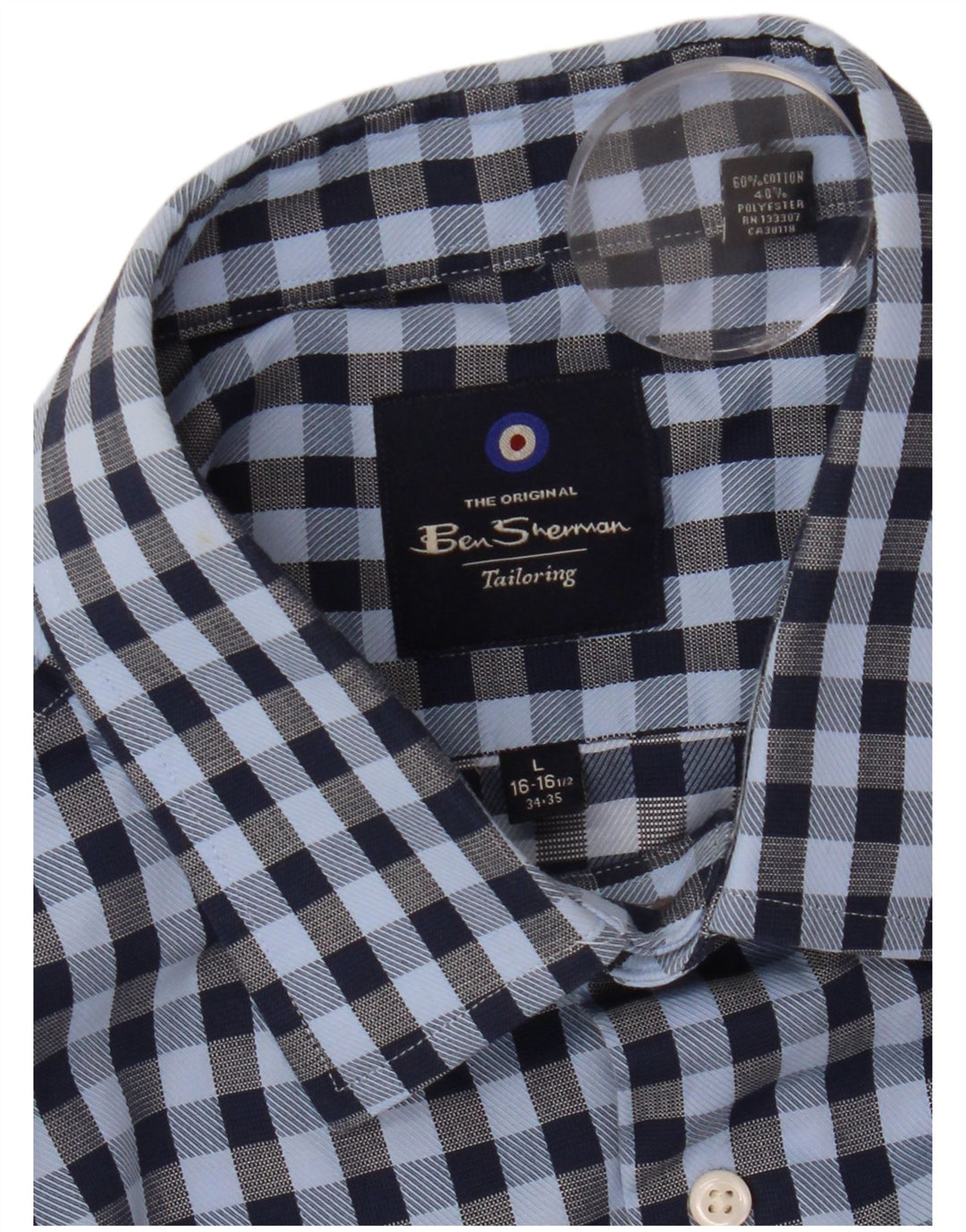 Ben Sherman herreskjorte str. 16 1/2 Large Blue Gingham Cotton