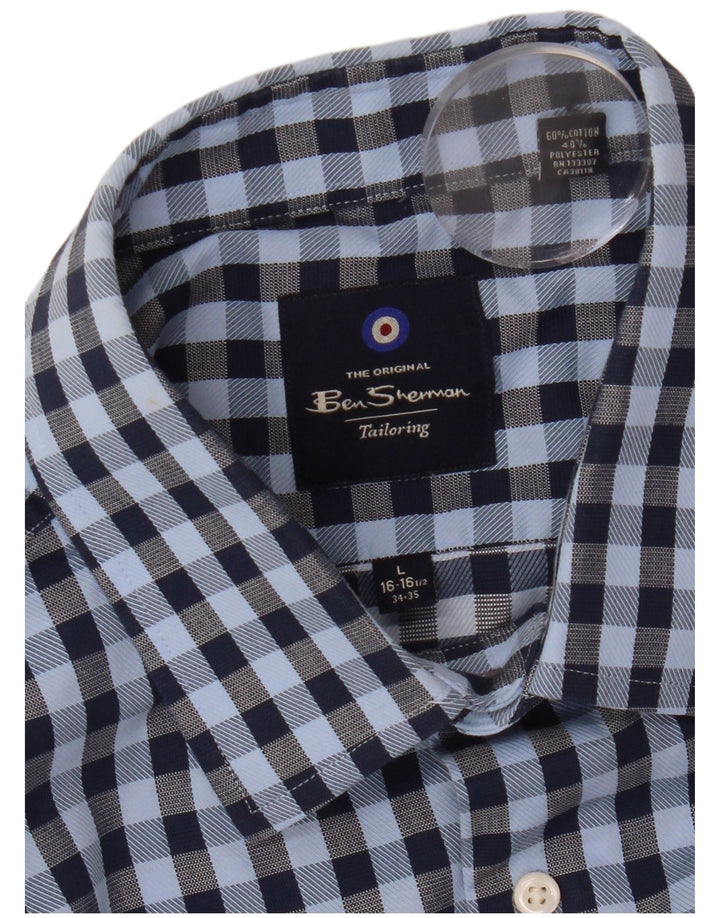 Ben Sherman herreskjorte str. 16 1/2 Large Blue Gingham Cotton