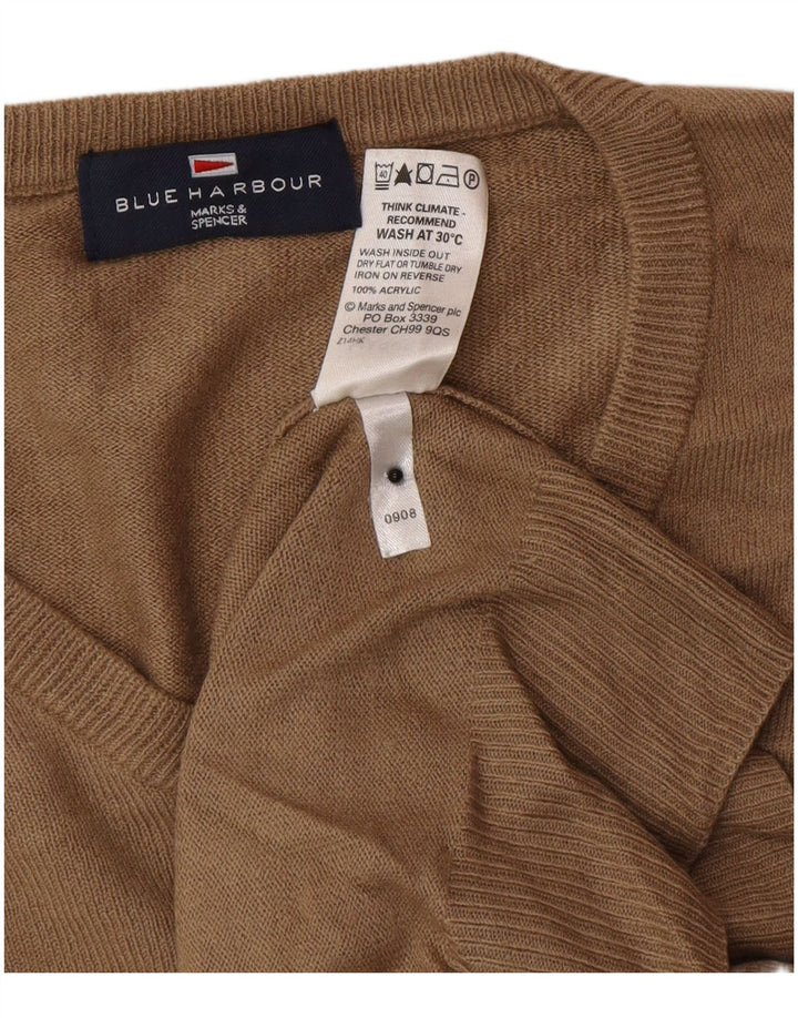 Marks & Spencer Herre Blue Harbor V-hals sweater lille brun akryl