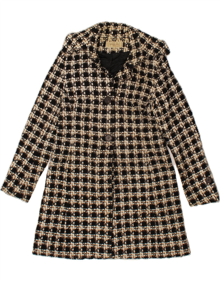 KAREN MILLEN Womens Overcoat UK 12 Medium Black Check Wool Vintage Karen Millen and Second-Hand Karen Millen from Messina Hembry 