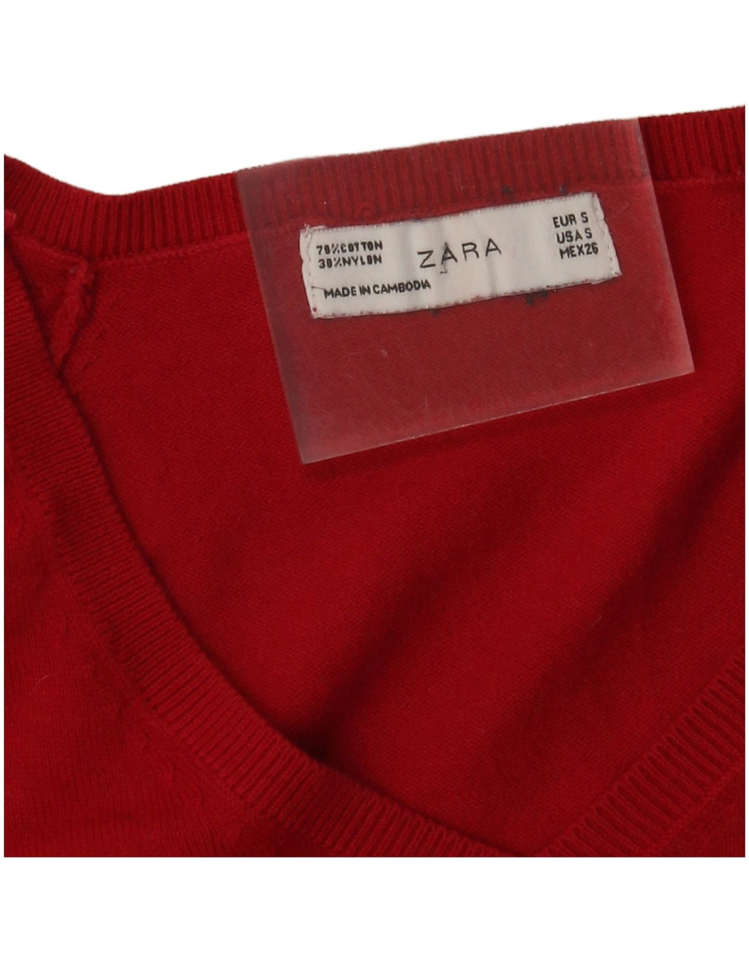 Zara Dame V-hals sweater UK 8 Lille rød bomuld