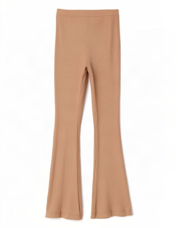 Zara Dame Strik Flare Casual Bukser Medium W28 L31 Beige Polyester