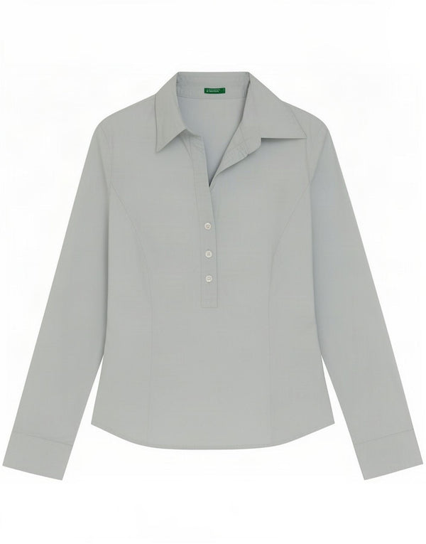 Benetton Dame Pullover Shirt UK 10 Small Blue Cotton