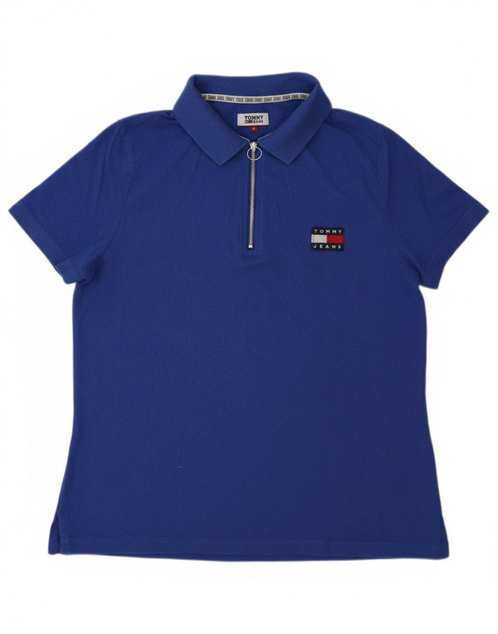 TOMMY HILFIGER Womens Polo Shirt UK 12 Medium Blue Cotton