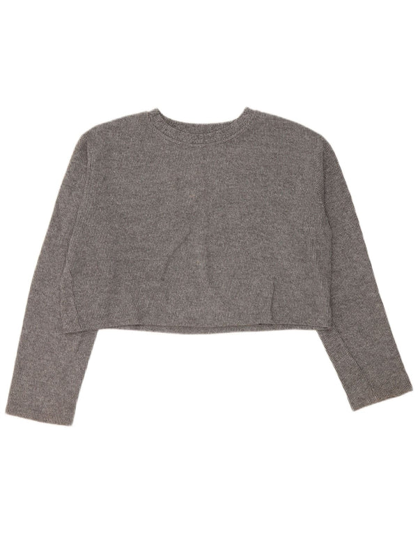 Zara Dame Crop Top Langærmet UK 16 Stor Grå