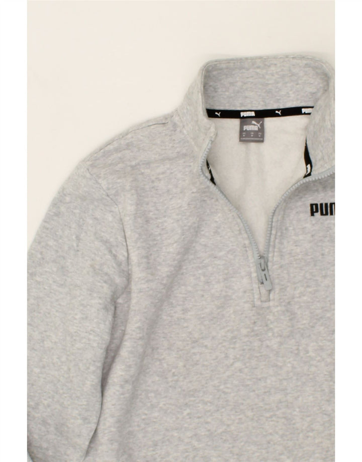 PUMA Womens Zip Neck Sweatshirt Jumper UK 14 Medium Grey Cotton Vintage Puma and Second-Hand Puma from Messina Hembry 