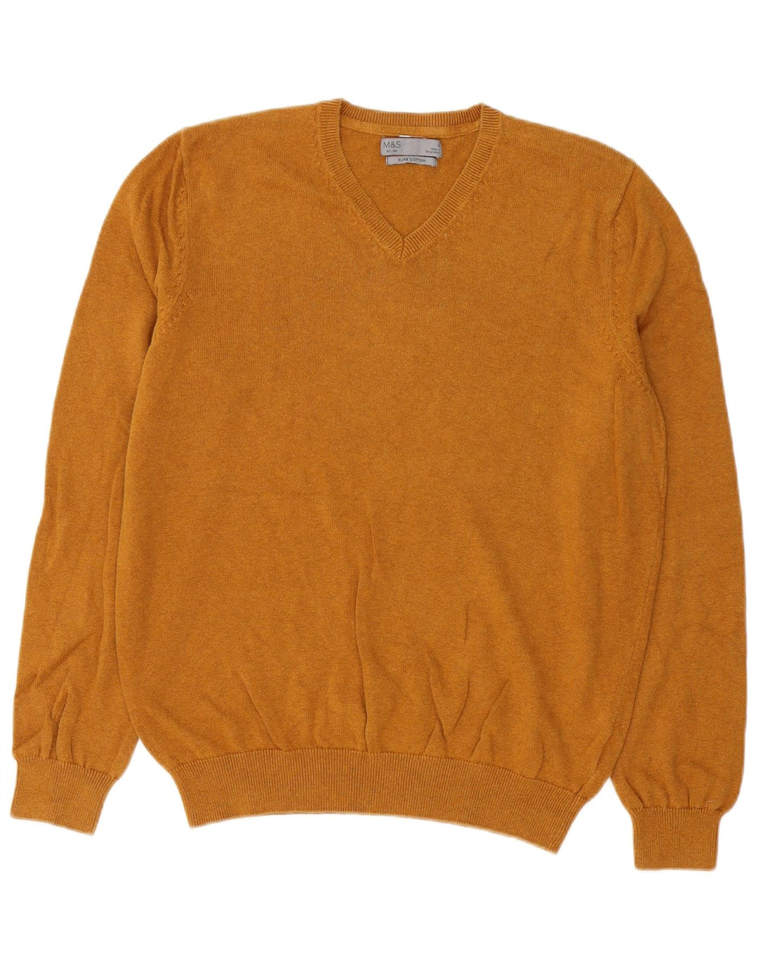 Marks & Spencer Herre V-hals sweater Medium Brun Bomuld