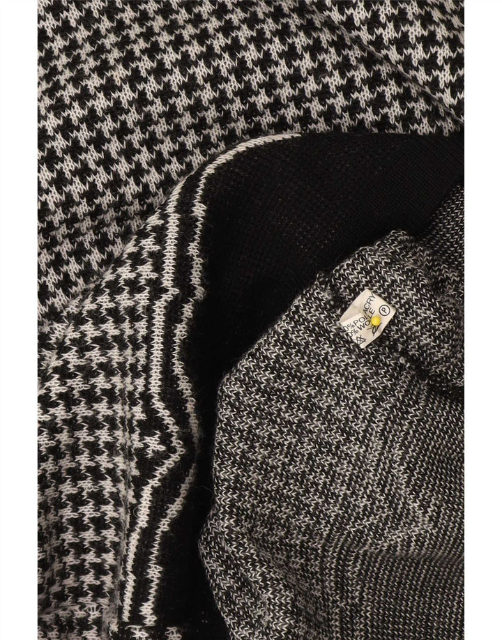 Vintage Dame Boat Neck Jumper Sweater UK 14 Medium Black Houndstooth