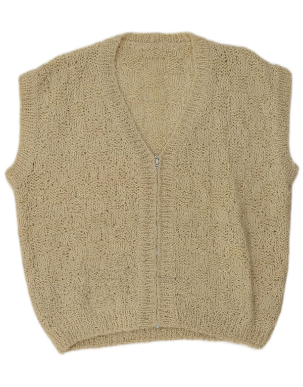 Vintage oversized ærmeløs cardigan sweater til kvinder UK 18 XL Off White