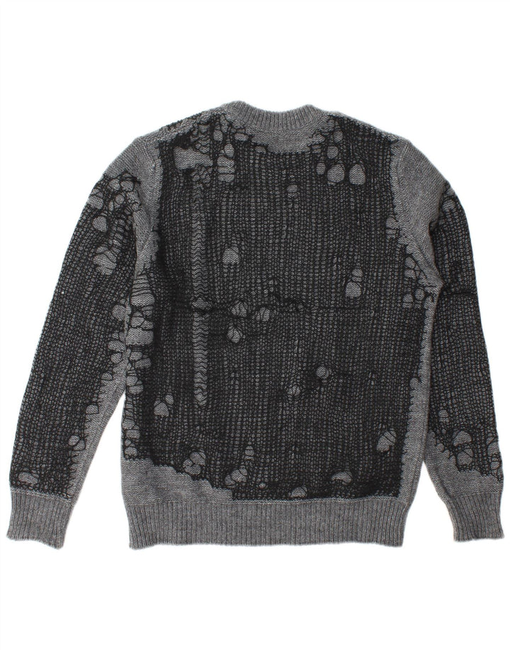 Diesel Herre nødlidende Crew Neck Jumper Sweater Stor Grå Akryl