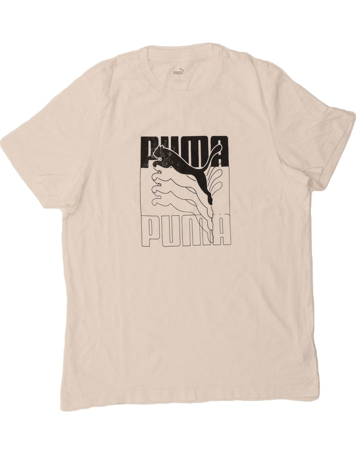 PUMA Mens Graphic T-Shirt Top Large White Cotton Vintage Puma and Second-Hand Puma from Messina Hembry 
