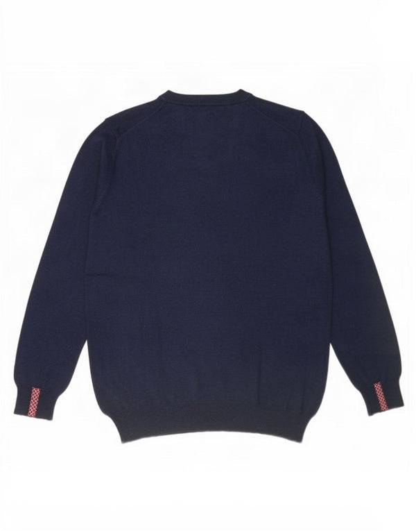 Harmont & Blaine Mens V-Neck Jumper Sweater Medium Navy Blue Wool