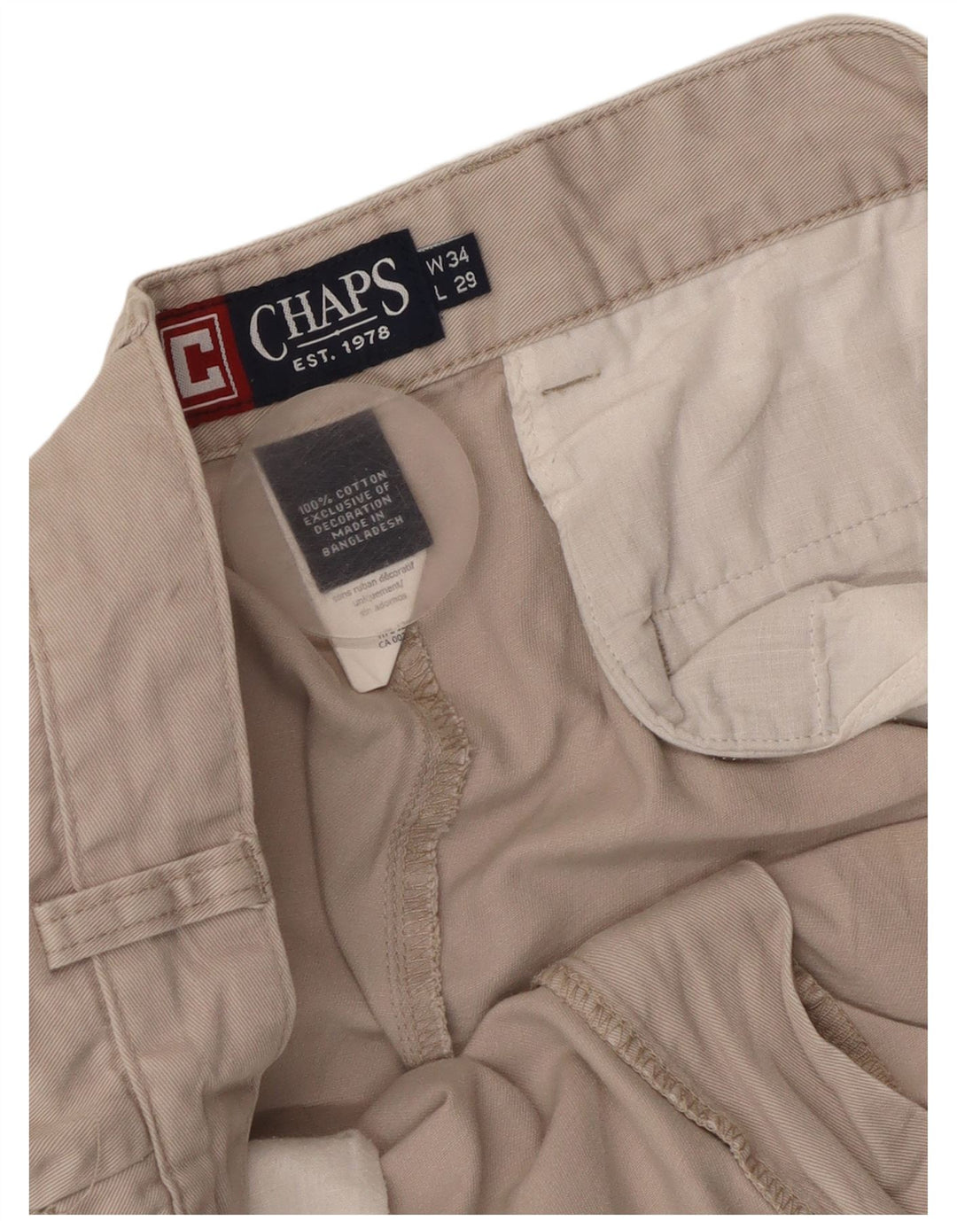 CHAPS Lige Chinobukser til mænd W34 L29 Beige Bomuld