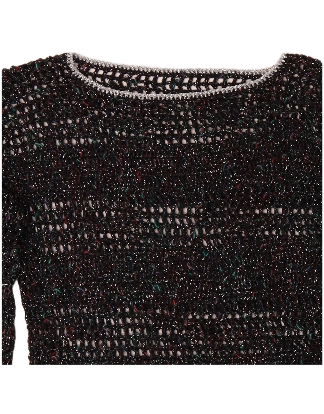 VINTAGE Dame Boat Neck Jumper Sweater UK 12 Medium Multicolored Flecked
