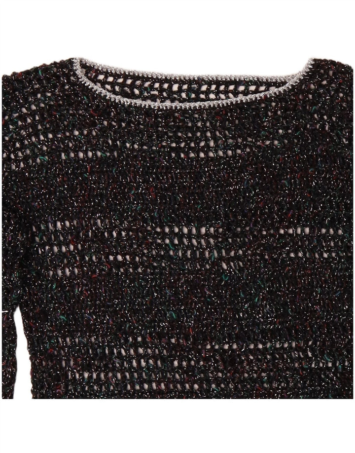 VINTAGE Dame Boat Neck Jumper Sweater UK 12 Medium Multicolored Flecked