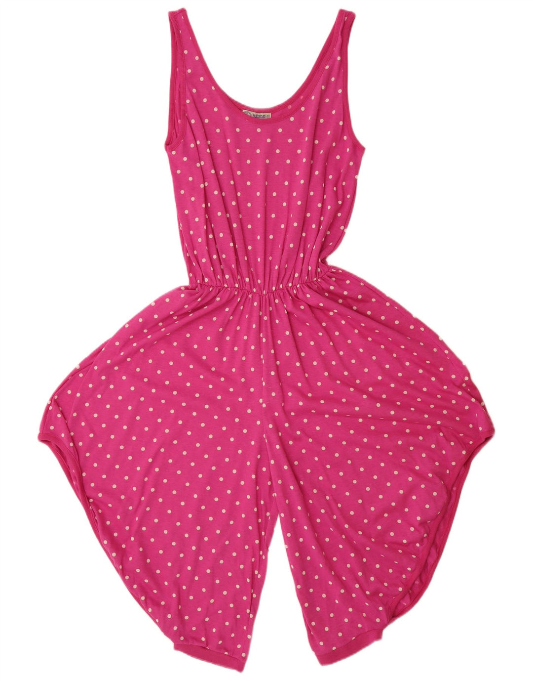 Vintage Dame Ærmeløs Playsuit IT 46 Large Pink Spotted Bomuld