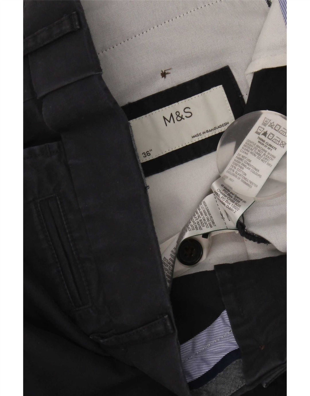 Marks & Spencer Herre Chino Shorts W36 Large Navy Blue Bomuld